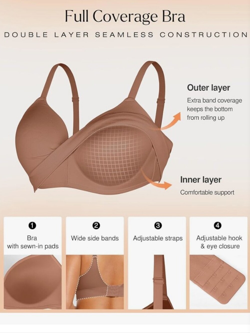 Popilush Contour Convertible Seamless Wireless Shaping Bra Sz Small NWT - Picture 5 of 10